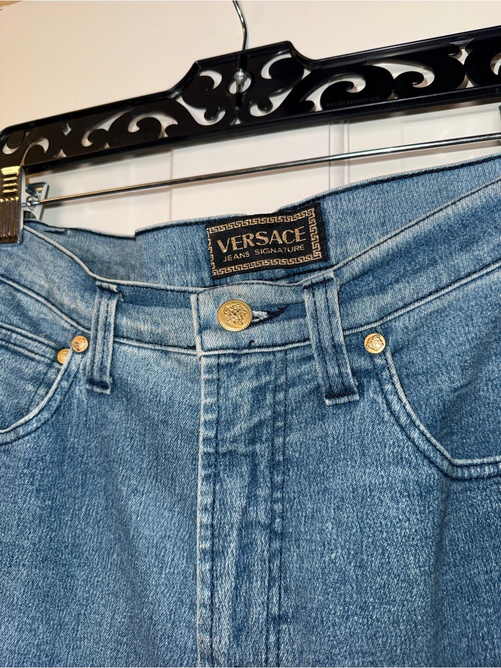 🔥Vintage VERSACE Signature Jeans 10-12 Designer 90s/Y2K Denim Medusa Detail